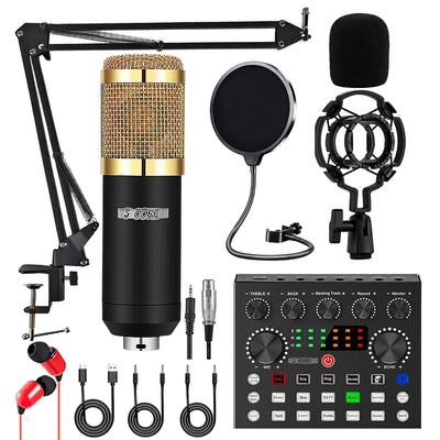 5Core Recording Microphone Podcast Bundle  Professional Condenser Cardioid Mic Kit  w Boom Arm