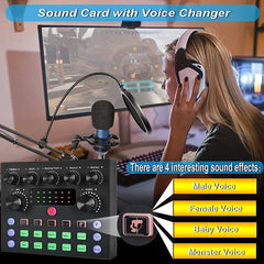 V8S Live Sound Card Podcast Equipment Live Broadcast DJ Device with