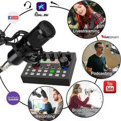 V8S Live Sound Card Podcast Equipment Live Broadcast DJ Device with