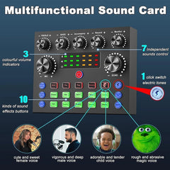V8S Live Sound Card Podcast Equipment Live Broadcast DJ Device with