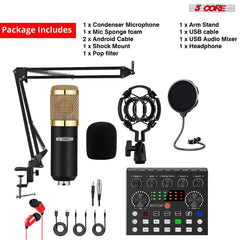 5Core Recording Microphone Podcast Bundle  Professional Condenser Cardioid Mic Kit  w Boom Arm